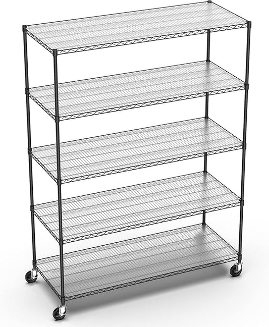 Ufurpie 5 Tier Wire Shelving Unit 7500lbs Capacity NSF Metal Shelf, Heavy Duty Adjustable Shelf Liners Storage Rack for Commercial Grade Utility Steel Rolling Shelving, 82" H X 60" L X 24" D