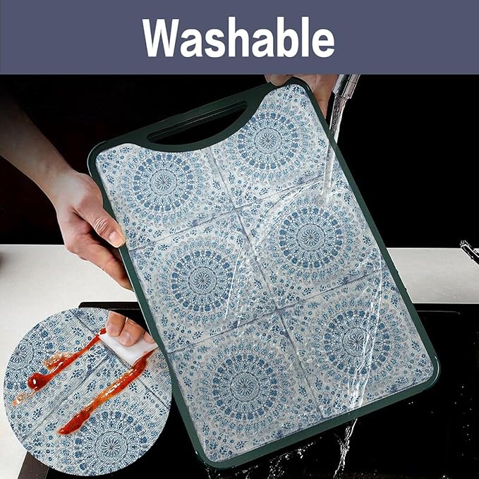 Vuacepe Drawer and Shelf Liner for Kitchen Cabinets Non-Adhesive Waterproof Boho Shelf Liner Strong Grip Non-Slip Drawer Liner Easy to Clean Blue Cabinet Liner for Shelf Dresser Cupboard 12IN × 10FT
