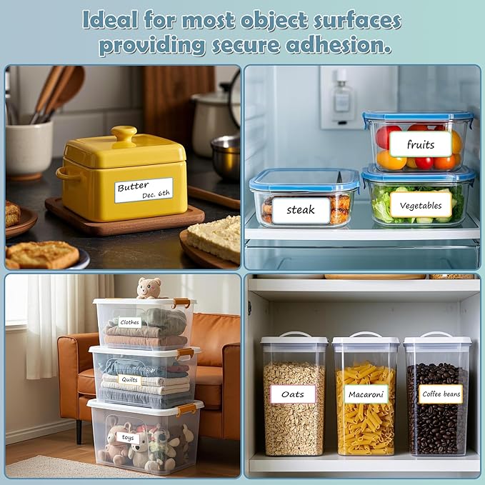 PPB Dry Erase Labels Sticky Notes for Organizing, Reusable Waterproof Removable Stickers for Storage Bins, Freezer, Kitchens, Classroom, Office, All Purpose Use (1.5”x 3.5”, Multicolor, 36 Dots)