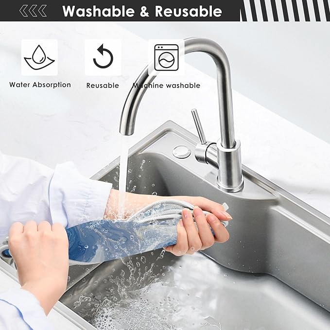 2 PCS Kitchen Sink Splash Guard 30 Inch Faucet Mat for Kitchen Sink Bathroom Sink Faucet Absorbing Drip Drain Mat Pad Microfiber Soft Washable Blue Fluid