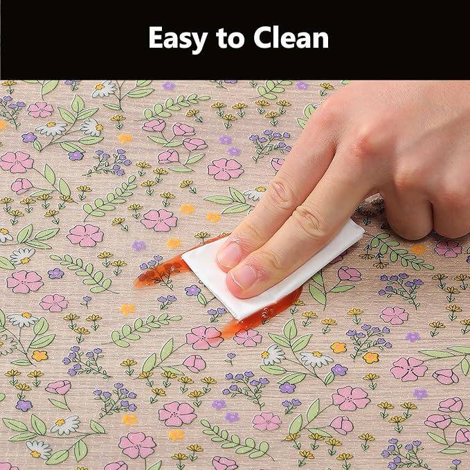 INNOLITES Shelf Liners for Kitchen Cabinets, Non-Adhesive Drawer Liner, Waterproof Shelf Paper Pink Floral, Durable Easy to Clean for Refrigerator, Shelves (Pink Rose, 11.8" x 118")