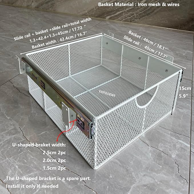 Pull Out Closet Drawer for Clothes | Sliding Wire Basket for Wardrobe Cabinets | Roll Out Storage Organizer | Side Mounting | for Home, Kitchen,Pantry