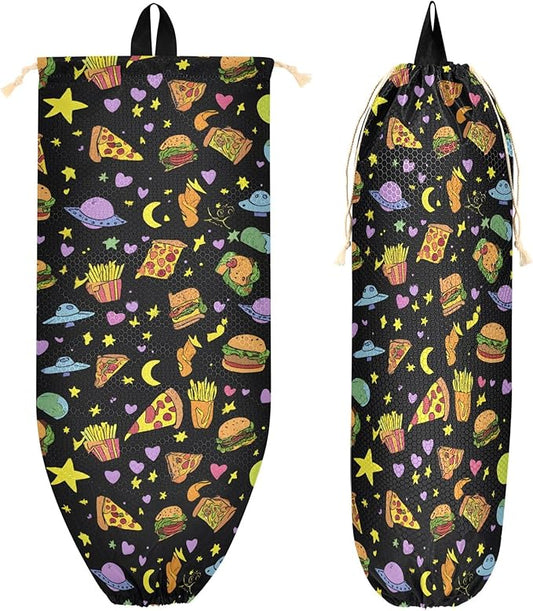 Plastic Bag Holder Grocery Bags Organizer Dispenser Storage Pizza Hamburger Chips for Kitchen Wall Mount