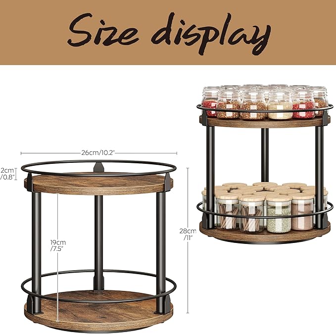 Rotating Spice Rack,Rotates Smoothly,Aesthetically Pleasing Durable,Lazy Susan Organizer for Kitchen Countertops, Bathrooms, Dressing Tables,Coffee Tables, and Other Locations (Two)