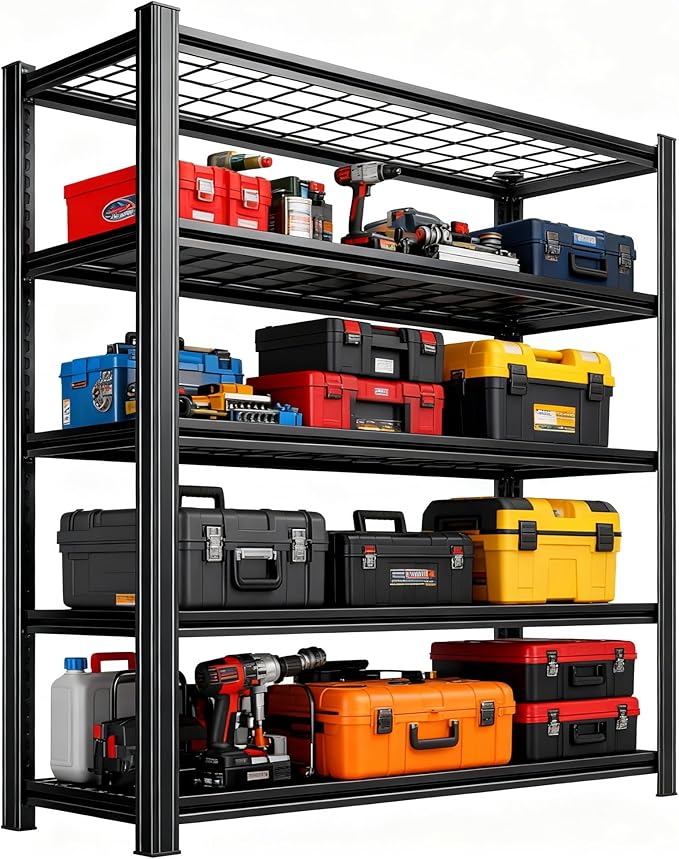 Garage Shelving,Heavy Duty 5-Tier Wire Shelving Unit - 72" H x 35.4" W x 15.7" D, 2500 lbs Load Capacity Storage Shelves,Adjustable Metal Shelves for Garage, Kitchen, and Pantry Storage