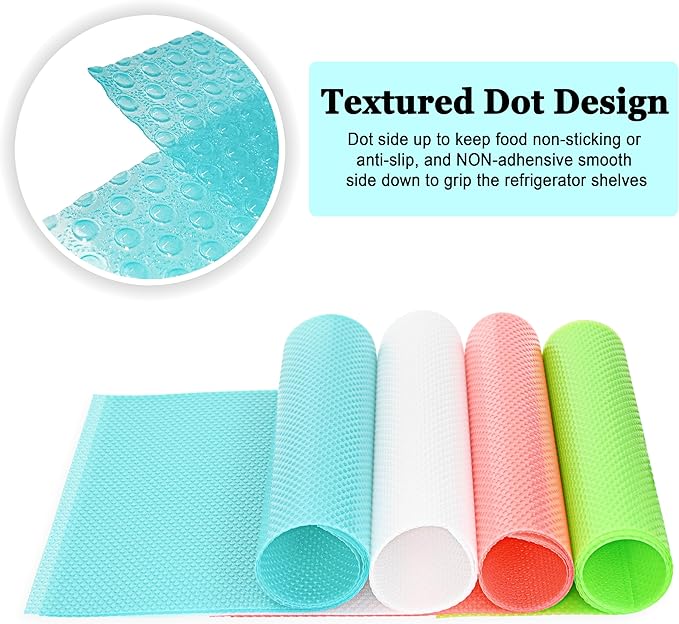 BOPART 12Pcs Refrigerator Liners Washable Fridge Shelf Liners Refrigerator Mats for Freezer Glass Shelves Kitchen Cabinets Cupboards Drawers (17.7" x 11.4")