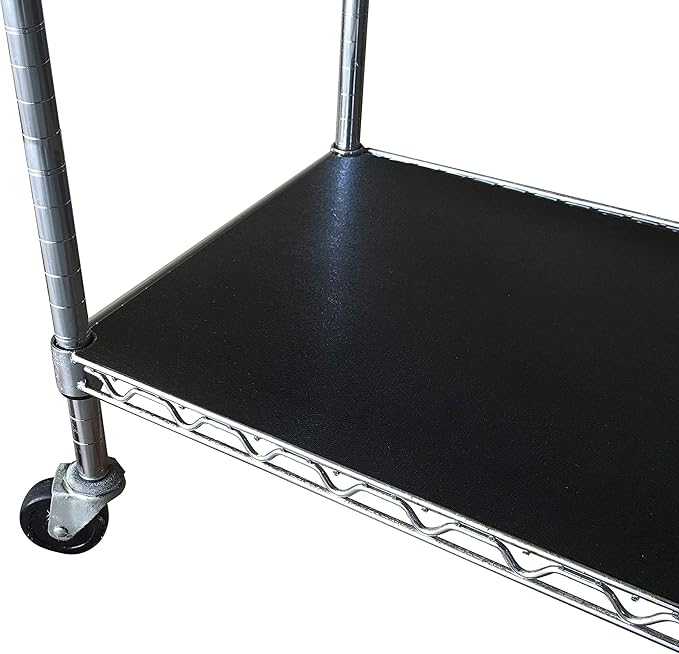 RESILIA Shelf Liner Set for Wire Shelving Rack – 4 Pack, 18 Inch Long x 48 Inch Wide, Black Plastic Vinyl Covers for Kitchen, Pantry, & Garage Racks, Made in The USA