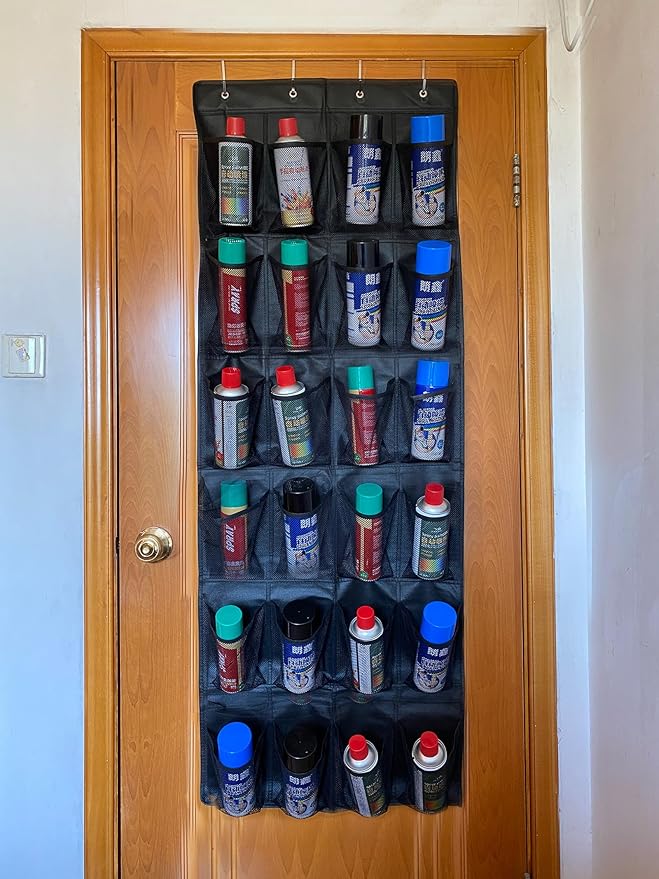 Spray Paint Can Holder Storage Rack,Wall Mounted Metal Paint Bottle Organizer,24 Can aerosol can holder,for Garage and Craft Workroom Bottle Organizer, Wall Mount Aerosol Holder