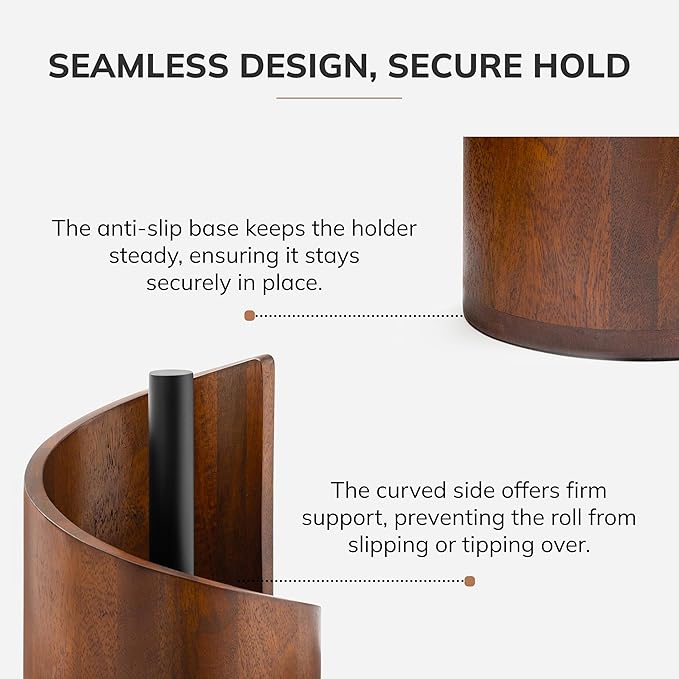Anji Mountain Paper Towel Holder Countertop with Mango Wood Round Base and Iron Holder,Holder Stand for Kitchen Roll Organize,Wooden Paper Towel Holder for Kitchen Dining Table Home Decor
