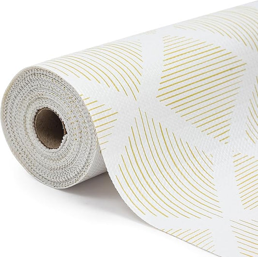 Drawer and Shelf Liner for Kitchen 11.8in x 20FT, Non-Slip Non-Adhesive Cabinet Liners for Cupboard, Dresser, Shelves, Tool Box, Pantry, Thickened Easy Install, Strong Grip, Yellow&White