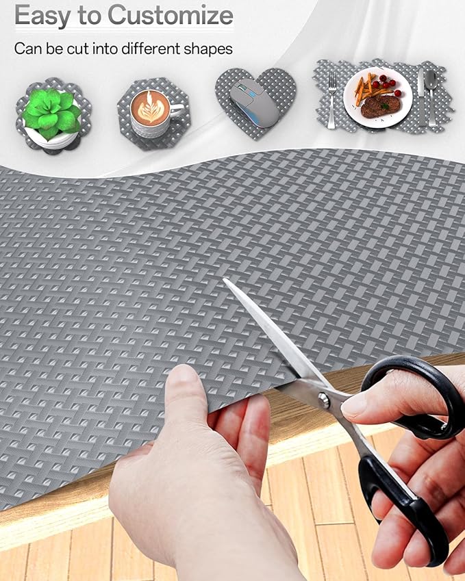 Shelf and Drawer Liner for Kitchen Cabinet, Non-Adhesive 24in x 120in Waterproof Contact Paper Refrigerator Liners Thickened Durable EVA Material Non Slip Mat for Dresser Cupboard Pantry Protector