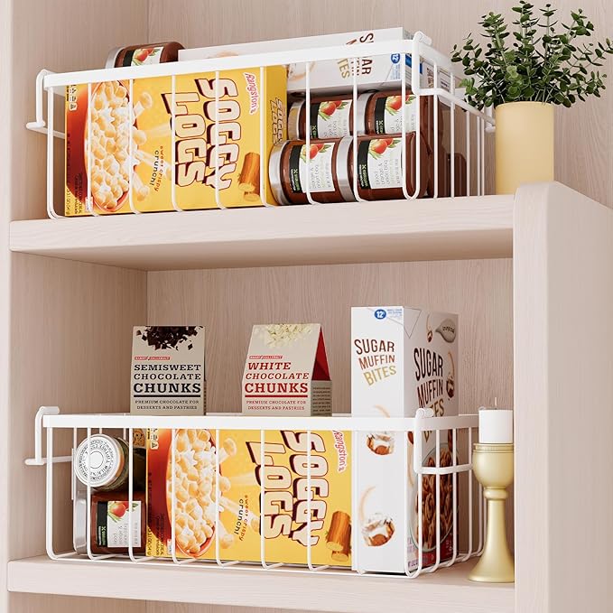 lonpute Freezer Organizer Bins With Tag, Stackable Freezer Baskets for Chest Freezer Sort Frozen Foods, Deep Freezer Organizer Bins with Handle Add Space Easy Reach, White Set of 6