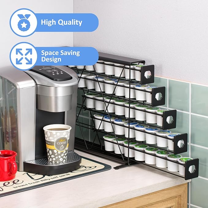 Rice rat k cup Holders for 5 Tier Coffee Pod Holder,Black Metal Space(40 pods)
