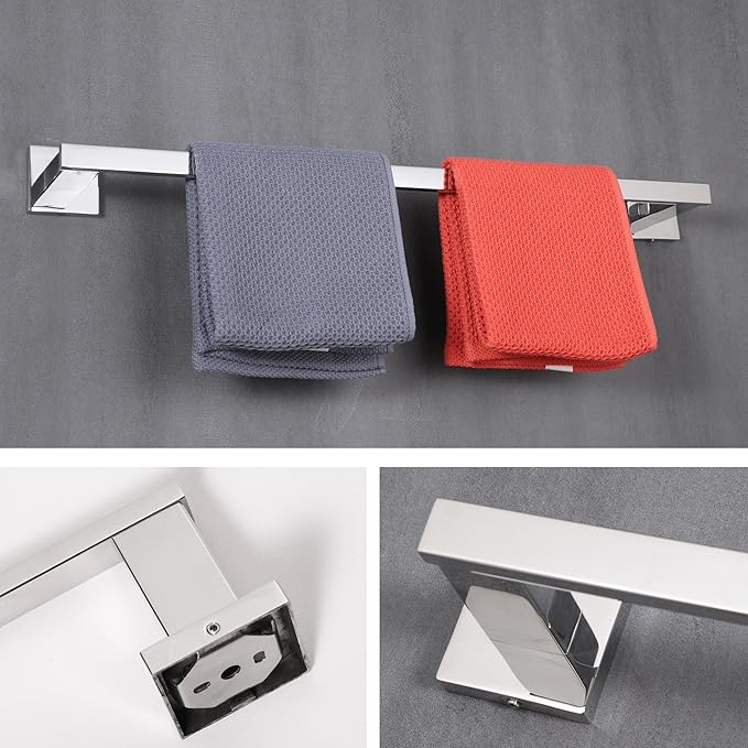 LANC Chrome Towel Bar for Bathroom Wall Mounted 12-Inche Silver Bath Towel Ring Stainless Steel Polished Hand Towel Holder for Cabinet Kitchen Towel Rack Towel Hanger, A9010CP-L3