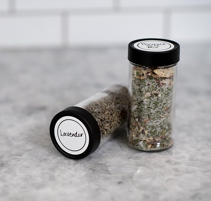AllSpice 70 White Water Resistant Round Spice Jar Labels Set 1.5"- Fits Penzeys Jars- Blank