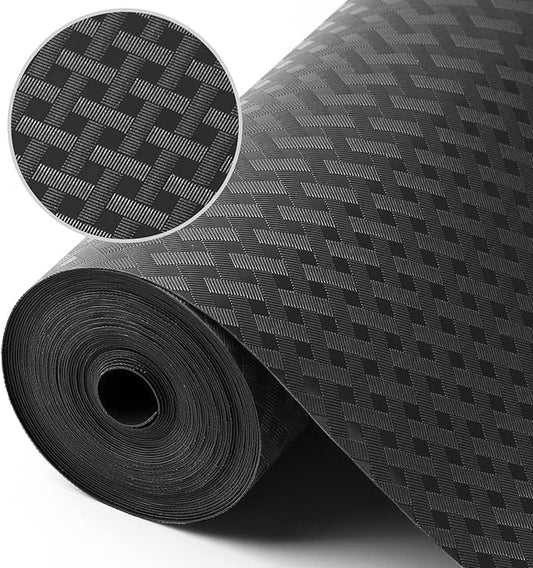 StaHom Shelf Liners for Kitchen Cabinets Refrigerator Liners Waterproof & Oil-Proof Kitchen Cupboard Liner Non-Slip Drawer Mats Non Adhesive Fridge Liner for Shelves - Black 11.8 x 59 Inch