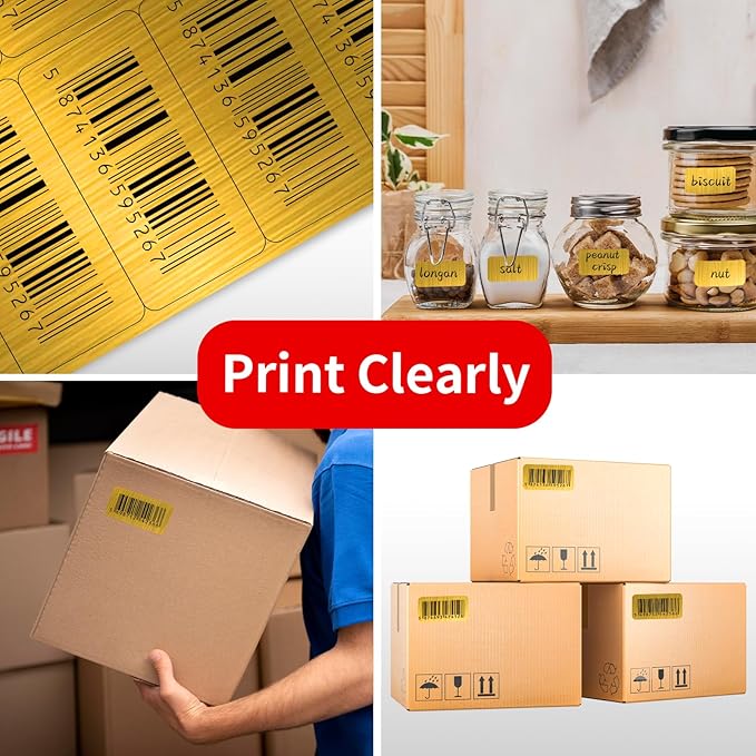 YEGAWEN Shipping Labels Stickers, 2"×4" Gold Printable Mailing Labels for Laser/Inkjet Printing- Matte Gold, 8.5"×11"- 20 Sheet