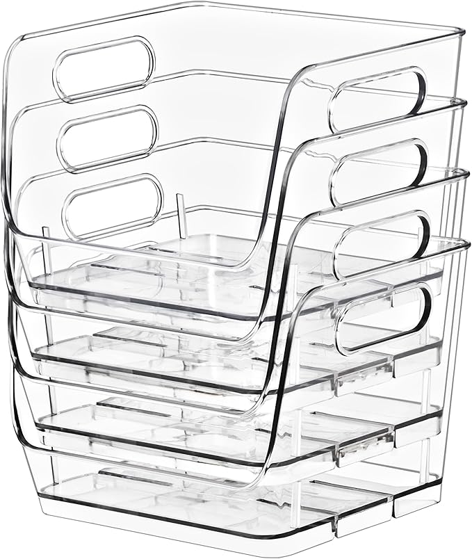 Sorbus Stackable Storage Bins Open Front, Clear Stackable Storage Bins, Pantry Bins for Storage and Organization, Acrylic Stackable Bins for Kitchen, Clear Pantry Organizer Bins (Small Square 2 Pack)