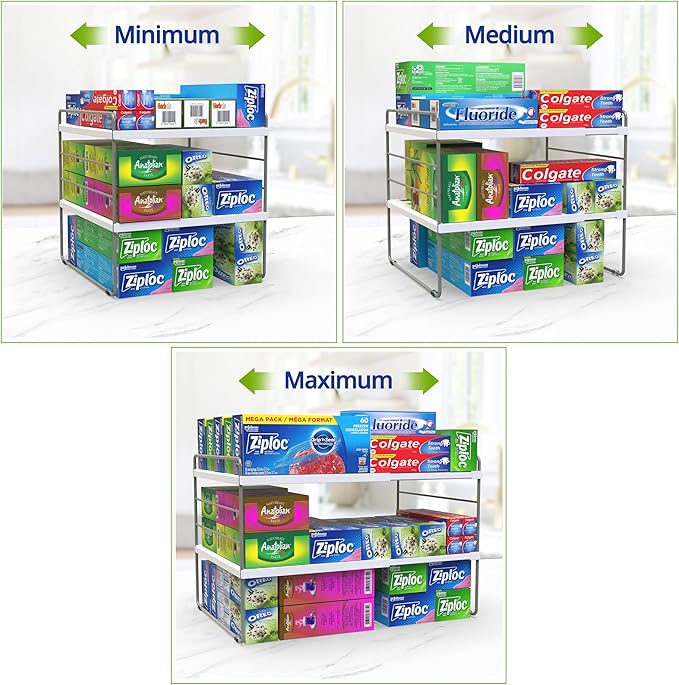 YAN & HIN 2 Packs 3-Tier kitchen cabinet countertop organizer, Expandable tupperware organizer for cabinet, tupperware organizer for cabinet and Storage for pantry organization