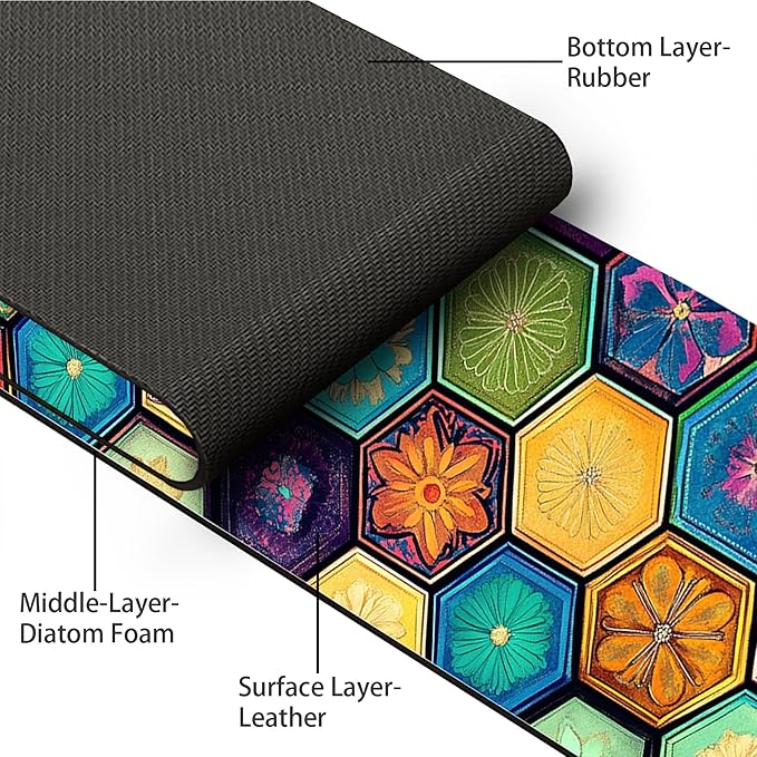Bimkole 2 PCS Faucet Absorbent Mat, Kitchen Faucet Sink Splash Guard Wraparound Cloth Pads Drip Catcher for Sink Faucet for Kitchen Bathroom Faucet, Colorful Faucet Mat, 15 x 4 Inch Flower A7