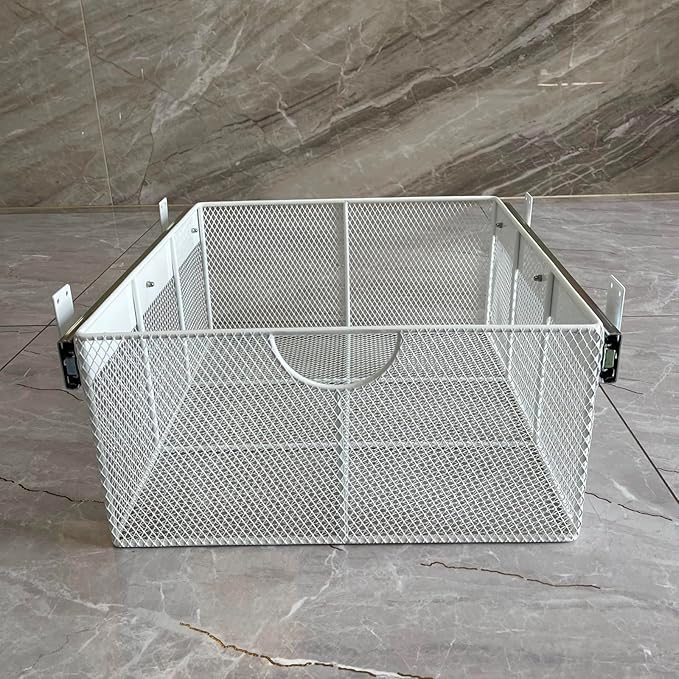 Pull Out Closet Drawer for Clothes | Sliding Wire Basket for Wardrobe Cabinets | Roll Out Storage Organizer | Side Mounting | for Home, Kitchen,Pantry
