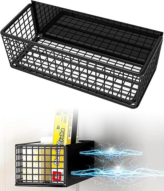 Winbell Magnetic Basket Fridge Organizer Wire Bins Pencil Holder Whiteboard Accessories Home Kitchen Organization (Black-High)