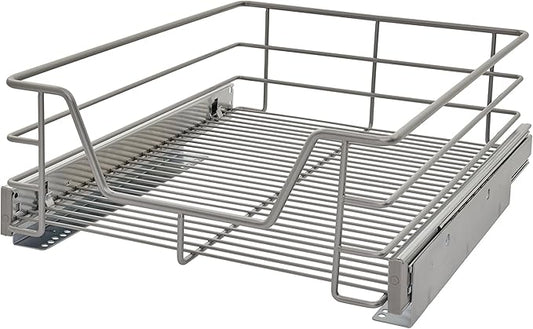 ClosetMaid 32100 Premium 14.5-Inch Wide Kitchen Single Tier Cabinet Pull Out Basket, Platinum