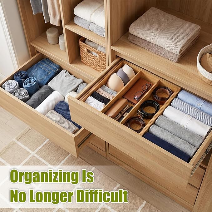 Bamboo Expandable Kitchen Drawer Organizer, 13.4" to 20.5" Adjustable Flatware Tray for Utensils, Kitchen Tool Drawer Divided Organizers, Bamboo Silverware Organizer, Cutlery Tray