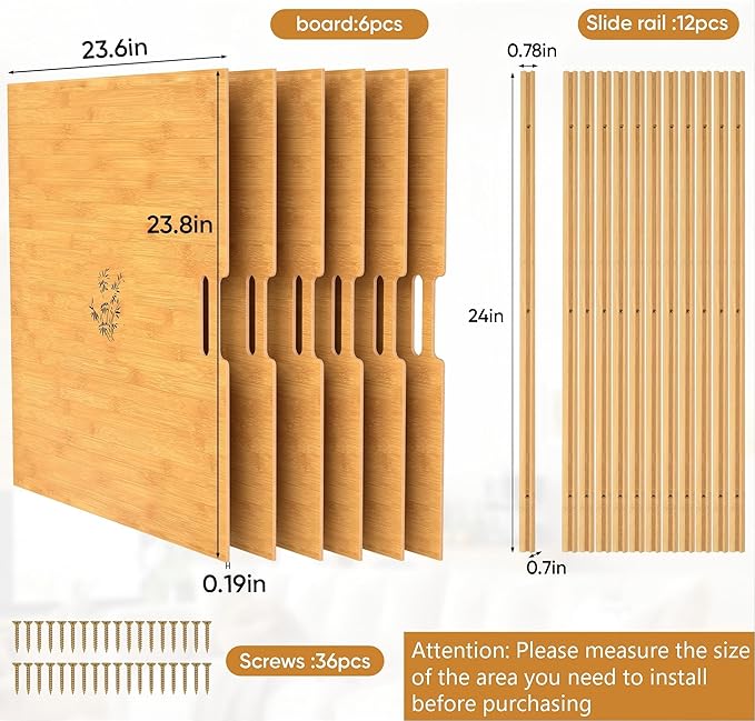 6 Set Cuttable Wood Tray Dividers, Plug-in Cookie Sheet Organizer, Cabinet Storage Divider for Kitchen Cabinet Organization