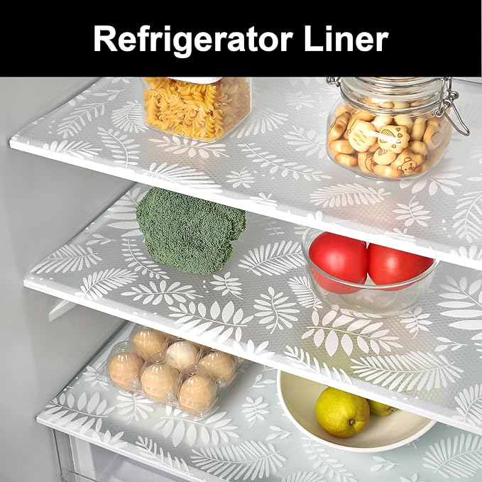 Cooyes Shelf Liners for Kitchen Cabinets Waterproof & Oil-Proof Kitchen Cupboard Mats Non-Slip Drawer Mats EVA Material Non Adhesive Fridge Liner for Shelves（17.5" W x 78.7" L）