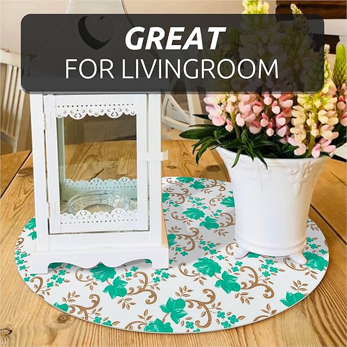 18X96 Inch Shelf Liner for Kitchen Cabinets, PVC Drawer Liner for Dresser Non-Slip Bathroom, Non-Adhesive Cabinet Liner Washable (Green Floral)(2 Roll)