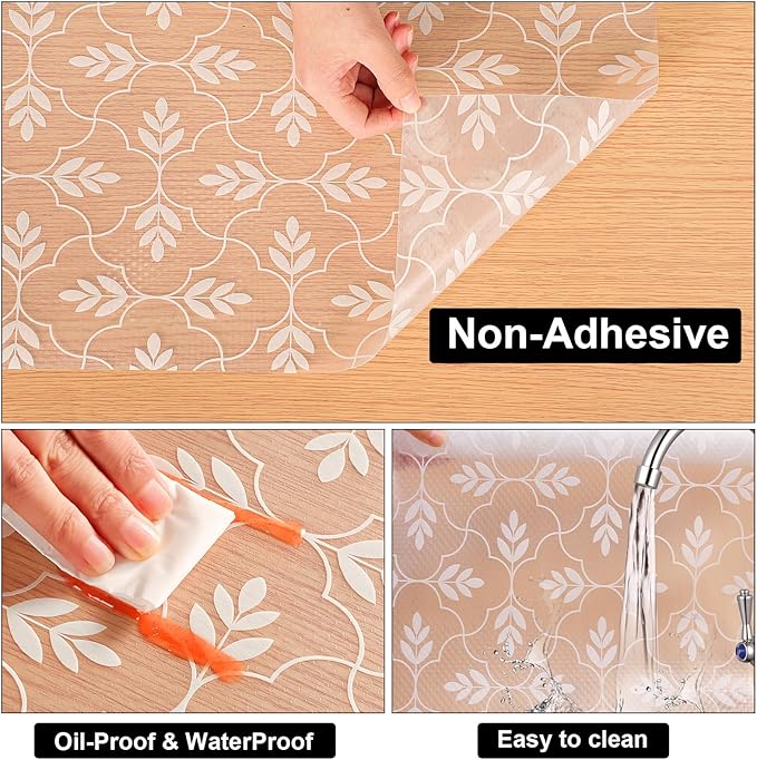 Cooyes Shelf and Drawer Liners for Kitchen Cabinets, Non Adhesive Cabinet Liner, EVA Waterproof Durable Non-Slip Drawer Mats for Shelves, Refrigerator, Storage, Desks（11.8" W x 360" L）