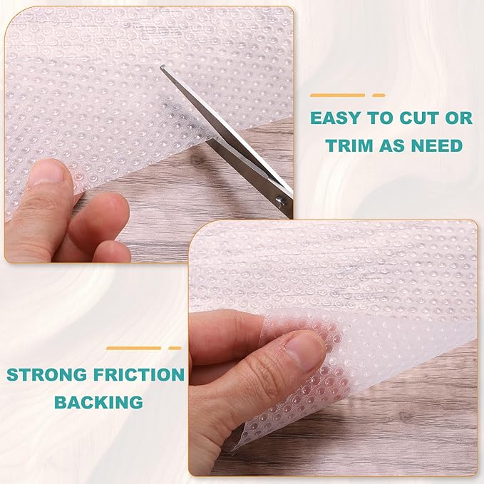 HARFINGTON Shelf Liner 12" x 5ft EVA Non-Slip Drawer Mats Waterproof Circular Mesh Texture Liner for Kitchen Cabinets Cupboard Refrigerator Shelves, Clear