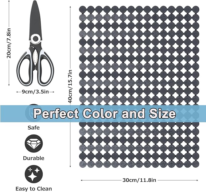 Kitchen Sink Mat for Stainless Steel/Ceramic Sinks,2 Pack Dish Sink Mats for Kitchen Sink with Scissors, Fast Draining,Easy to Clean,DIY Cut,15.7 X 11.8 Inch(Grey)