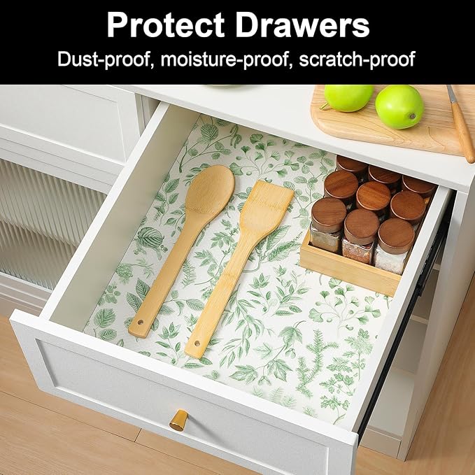 Cooyes Shelf Liner Drawer Liners, Shelf Liners for Kitchen Cabinets, Non-Adhesive Cabinet Liner, EVA Waterproof Non-Slip Refrigerator Liners for Kitchen Drawers（23.6" W x 118" L）
