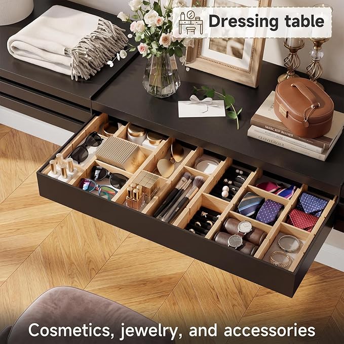 Kitchen Drawer Organizer, Expandable Bamboo Drawer Divider, Include 8 Dividers, 8 Small Inserts and 8 Medium Inserts for Home, Office, Dressers (Short-8 Dividers)