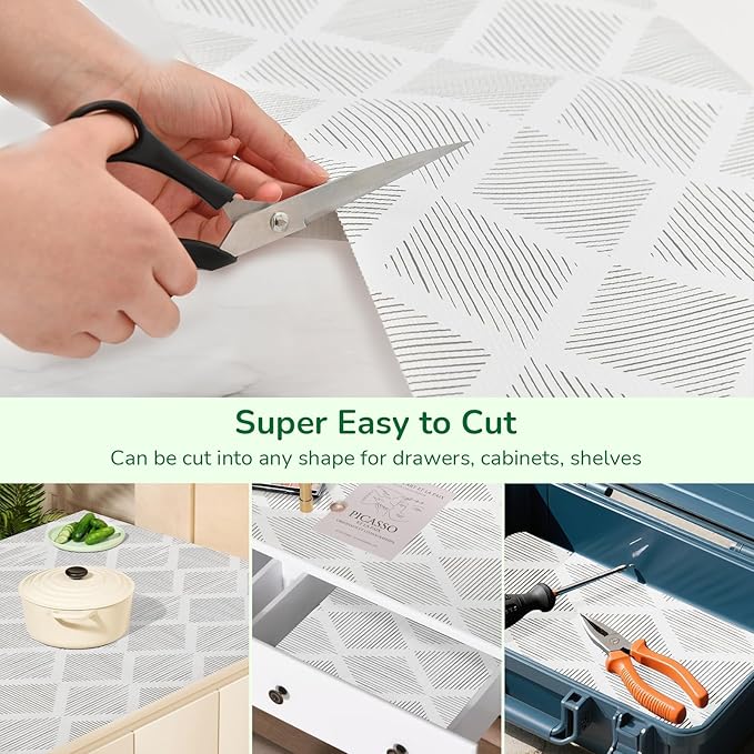 Shelf and Drawer Liner for Kitchen Cabinets 24In x 30FT Non-Adhesive Shelf Liner Non-Slip Strong Grip Cabinet Liner Waterproof Thickened Easy to Clean Drawer Mats Protect Pantry, Tool Box, Dresser