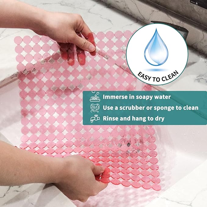 Kitchen Sink Mat for Stainless Steel/Ceramic Sinks,2 Pack Sink Protectors for Kitchen Sink with Scissors, Fast Draining,Easy to Clean,DIY Cut,15.7 X 11.8 Inch(Pink)