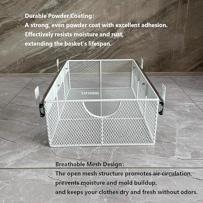 Pull Out Closet Drawer for Clothes | Sliding Wire Basket for Wardrobe Cabinets | Roll Out Storage Organizer | Side Mounting | for Home, Kitchen,Pantry