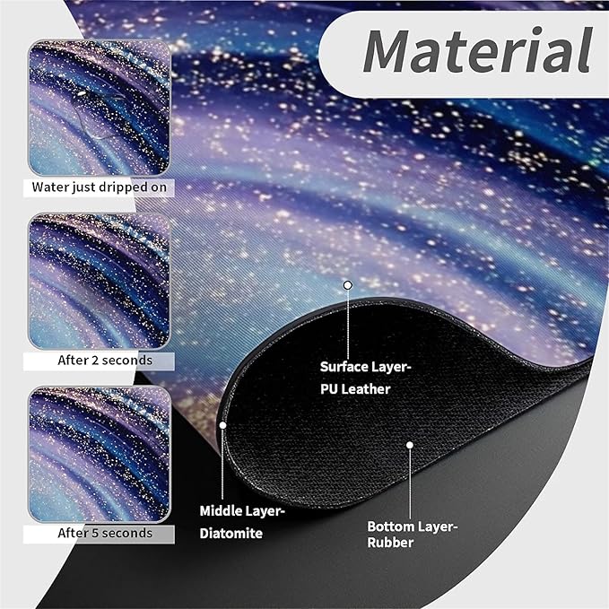Kitchen Sink Splash Guard，Blue purple swirling marble Faucet Mat Sink Gadgets-Super Absorbent Fast Drying Mat Drip Catcher for Kitchen, Bathroom,Sink Mat, Dish Drying Mat, Bathroom(15" X 5.5" )