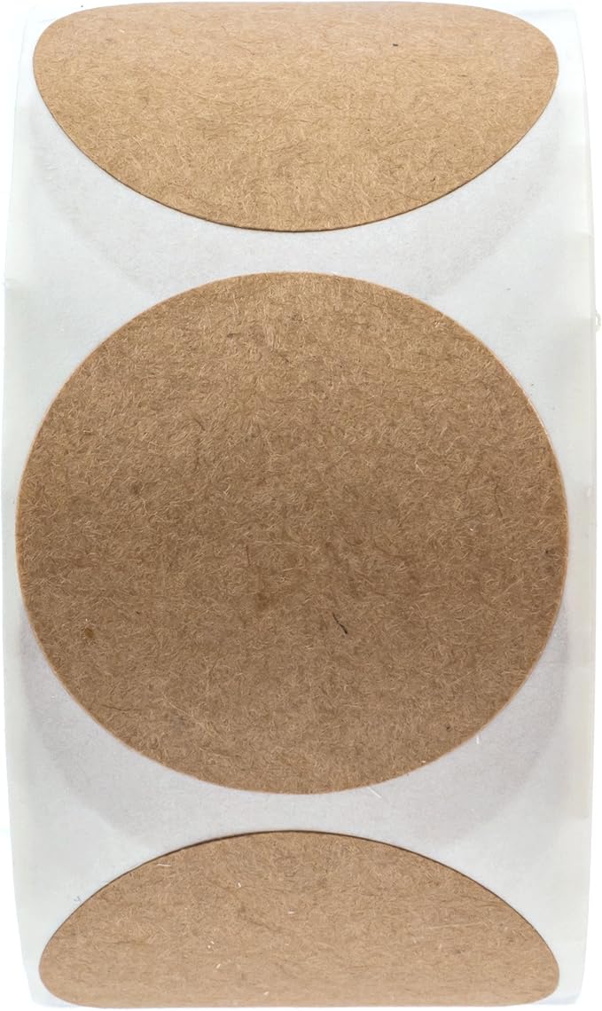 1.5" Brown Kraft Stickers / 500 Blank Brown Labels Roll/DIY Crafting Canning Project Permanent Adhesive Small Label/Made in The USA
