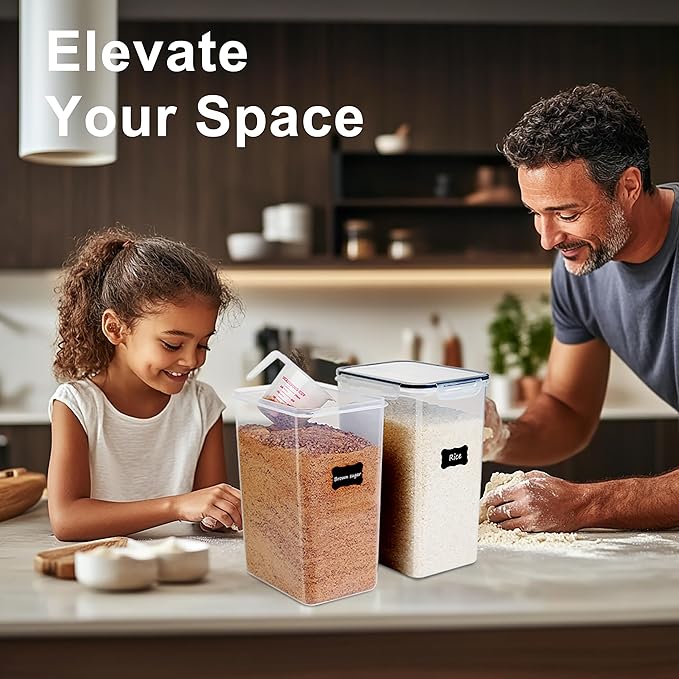 2 PC Flour Sugar Storage Containers (9.5L | 321 Oz) Extra Large Food Storage Containers with Lids - Airtight Leakproof BPA FREE Flour Container for Rice, Cereal, Sugar