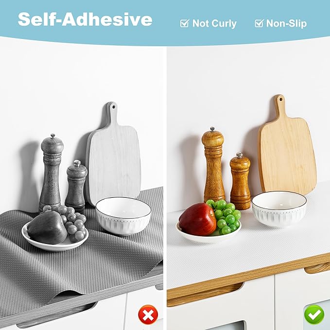 PABUSIOR Self-Adhesive Cabinet Drawer Liner: 15.7" W x 433" L Waterproof Non-Slip Contact Paper - Peel and Stick Removable White Kitchen Cupboard Liner for Pantry Shelves