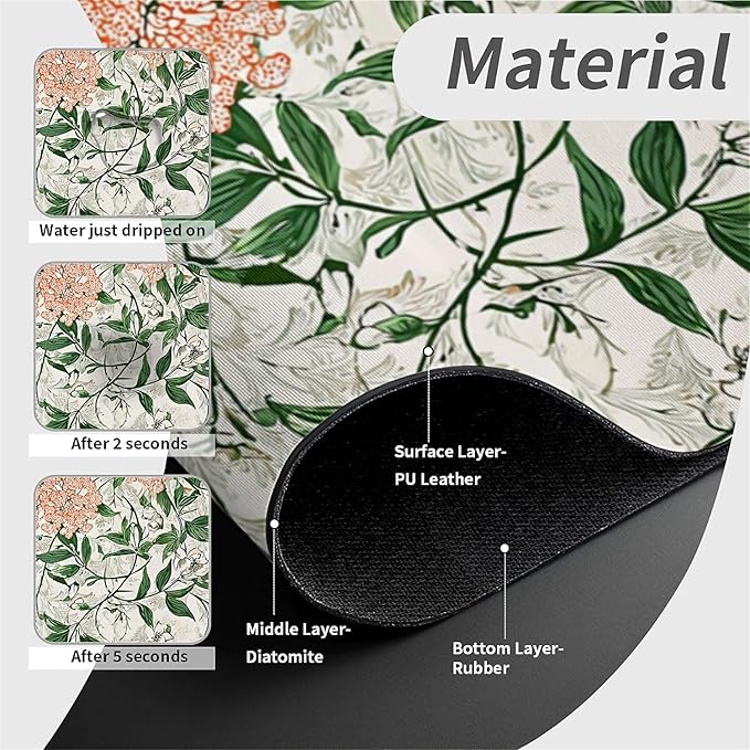 Kitchen Sink Splash Guard，Beautiful vintage flowers Faucet Mat Sink Gadgets-Super Absorbent Fast Drying Mat Drip Catcher for Kitchen, Bathroom,Sink Mat, Dish Drying Mat, Bathroom(15" X 5.5" )