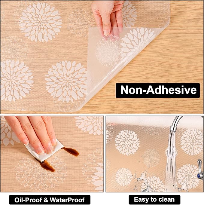 Cooyes Shelf and Drawer Liners for Kitchen Cabinets, Non Adhesive Cabinet Liner, EVA Waterproof Durable Non-Slip Drawer Mats for Shelves, Refrigerator, Storage, Desks（17.5" W x 197" L）