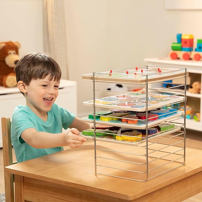 Melissa & Doug Multi-Fit Metal Wire Puzzle Rack 12 inches wide and 0.75 inches deep