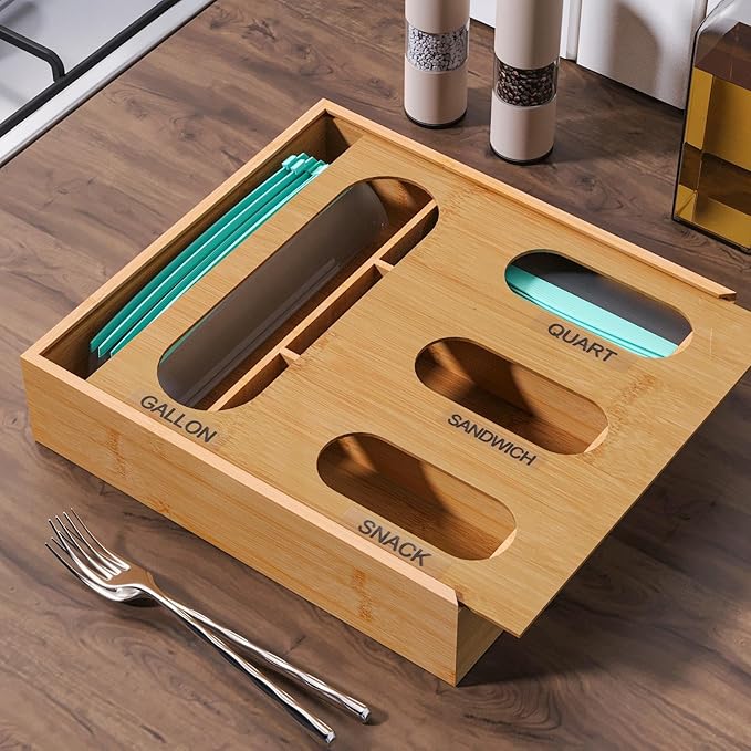 Baggie Organizer For Drawer, Easy Access, 32.5x30.5x7.5cm, Food Storage Bag Organizer, Storage Bag Container, Lightweight Design, For Gallon Quart Sandwich Snack