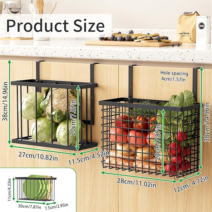 3 Pack Over Cabinet Door Organizer - Adjustable Cabinet Door Organizer with Towel Rack,Hanging Over the Door Organizer for Cutting Board, Plastic Wrap, Aluminum Foil, Cleaning Supplies, Baking