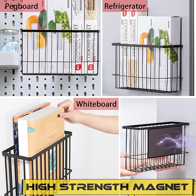 Buyyyit Magnetic Basket Fridge Lint Bin Dryer Ball Holder Laundry Room Organization Home Storage for Class Office School