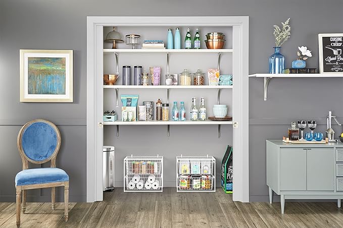 ClosetMaid Wire Basket 2 Drawer Organizer Unit with Shelf for Pantry, Closet, Clothes, Linens, Sturdy Steel, Easy Assembly, White